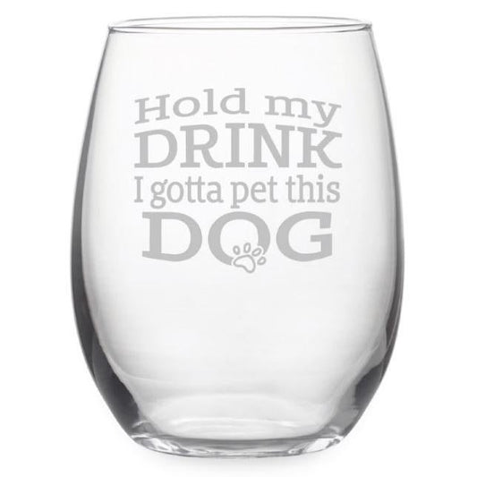 I Gotta Pet This Dog Stemless Wine Glasses, Set Of 4